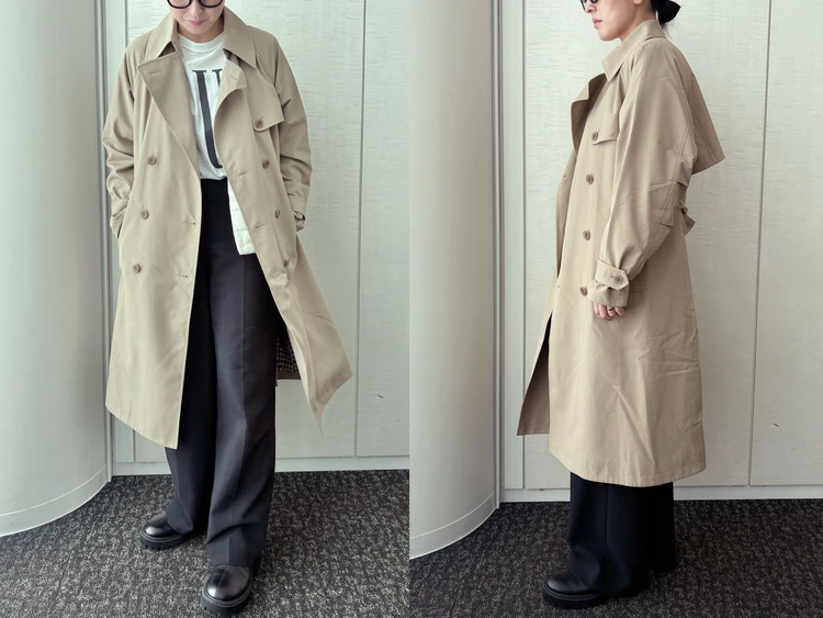 【2026春夏 UNIQLO(ユニクロ)】新作の「トレンチコートリラックスフィット」をライターが試着レビュー!レイヤードして今から使えるコスパ最強アウター#BAILA読む試着室