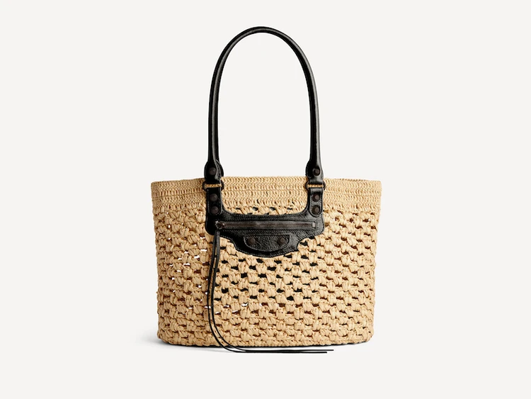 バレンシアガ LE CITY BASKET MEDIUM NATURAL AND BLACK