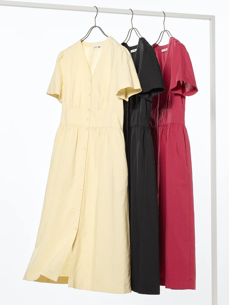 ユニクロ アンド コントワー・デ・コトニエ　2026年春夏コレクション　リネンブレンドVネックワンピース