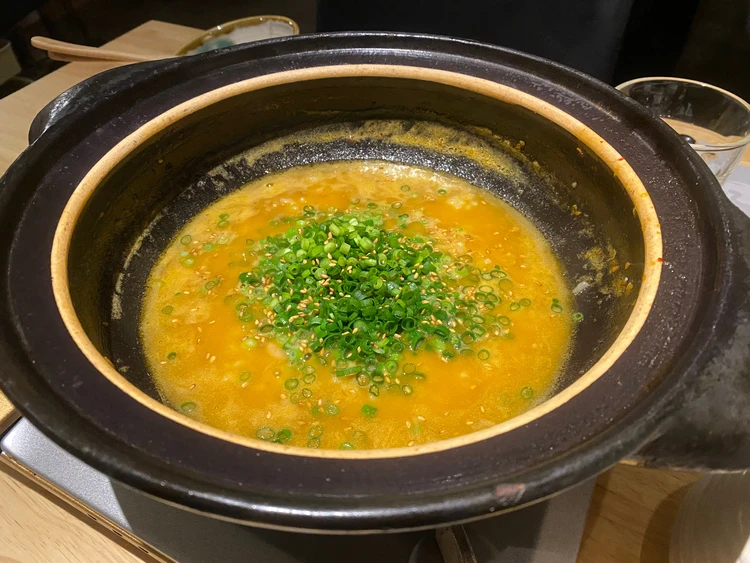 濃厚さがたまらない…雑炊。いつもはお腹いっぱいになってしまいますが、この日は全部食べれました。笑