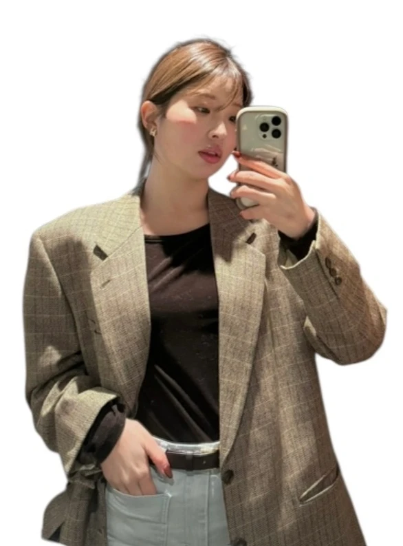 ジャケット、ジャケットコーデ、おじコーデ、シンプルコーデ、ブラウンジャケット、ブラウントップス、バックコンシャス、バックオープントップス、ベースメントトップス、ブラウンコーデ