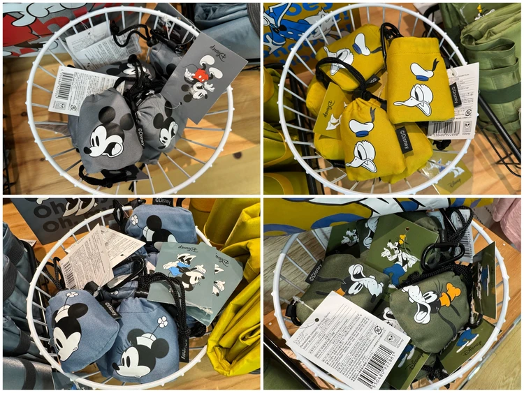 くしゅっとコンパクトエコバッグ　Standard Products 初のディズニーキャラクターシリーズ　スタンダードプロダクツ売場　ディズニーシリーズ　ミッキー　ミニー　ドナルド　グーフィ