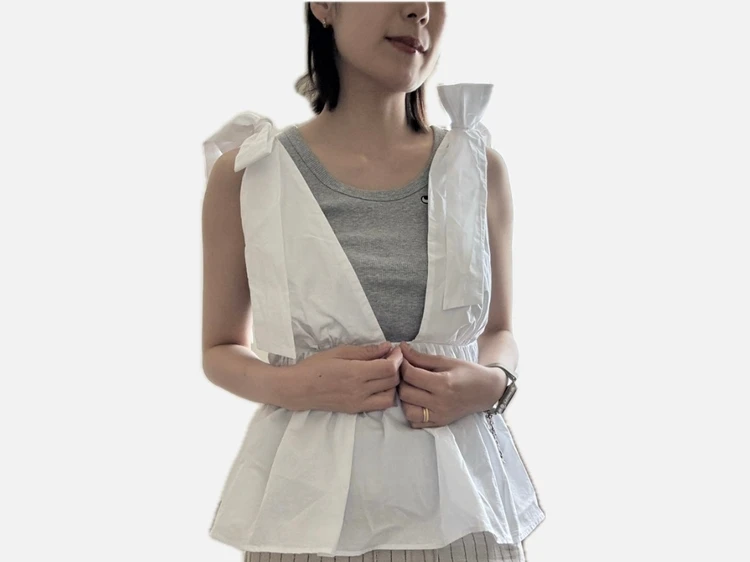 ZARA ポプリンリボン付きトップス