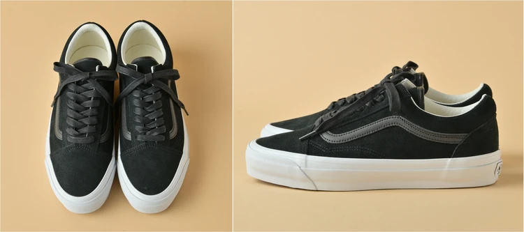 定番を上質スウェードでアップデート！「Vans」の「プレミアム オールドスクール」【きれいめ服に似合う黒スニーカー】