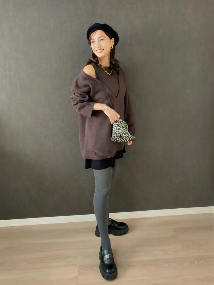 【UNIQLO】ヒートテックリブタイツ着用コーデ