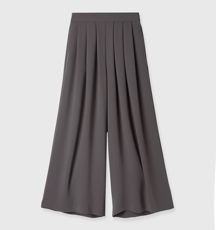 アニュアンス ダブルサテンタックワイドパンツ GREY