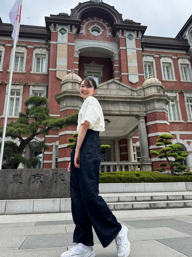 ライトデニムベルテッドワイドパンツ　GU プチプラデニム　夏にオススメ　骨格ウェーブおすすめ