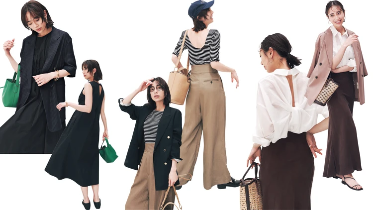 【大人の肌見せ服】後ろ姿がドレッシーな「背中開きトップス」は薄軽ジャケットで昼夜の印象をチェンジ