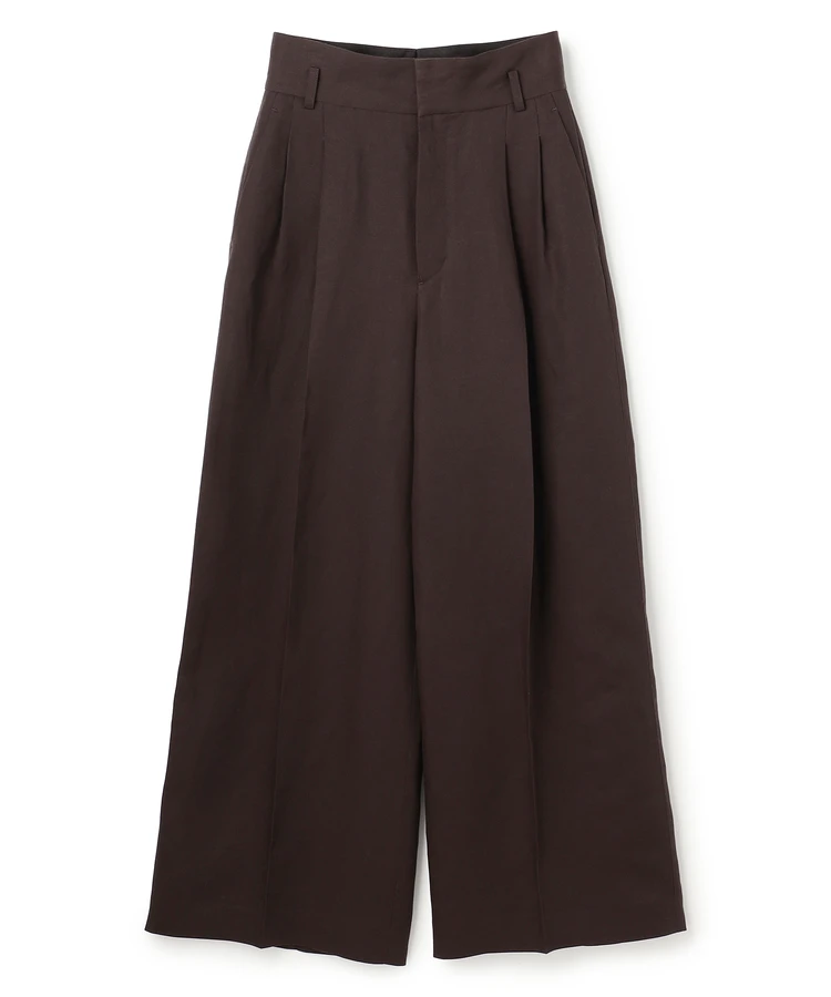 アンクレイヴ　リヨセルライトリネン ワイドトラウザー　#035ダークブラウン