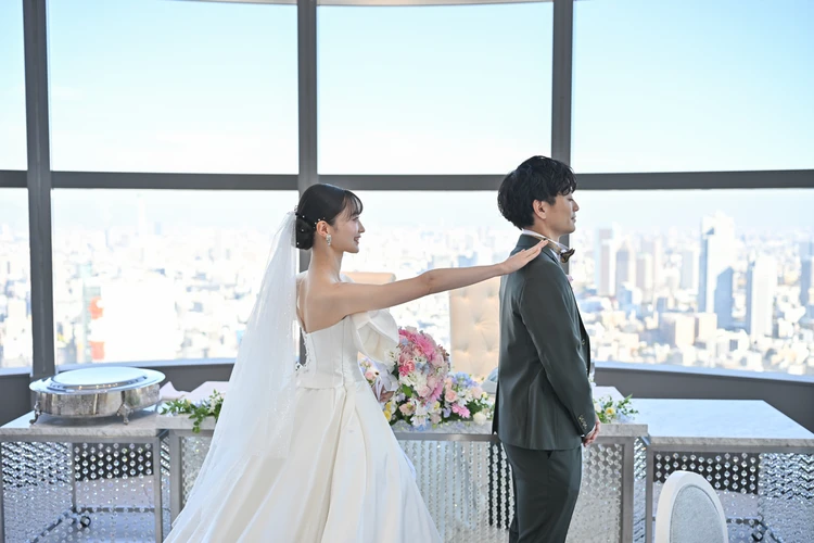 グランブリエ東京　ファーストミート　ウェディングフォト　景色がオススメの結婚式　自由度が高い結婚式　高層階の結婚式場　卒花のリアルレビュー　グランブリエ東京口コミ