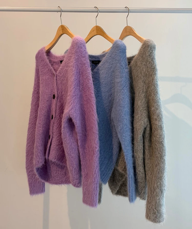 アンタイトル アルパカ混シャギー カーディガン カラバリ