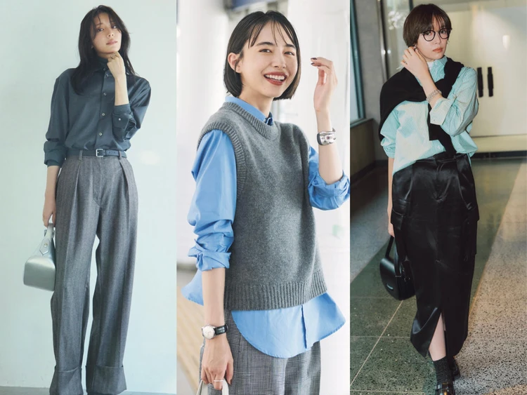 【2026年春】大人女子 最旬「シャツコーデ」28選。 ブルー、ストライプ、カラー…春の陽気に似合うシャツの着こなしをまとめ。