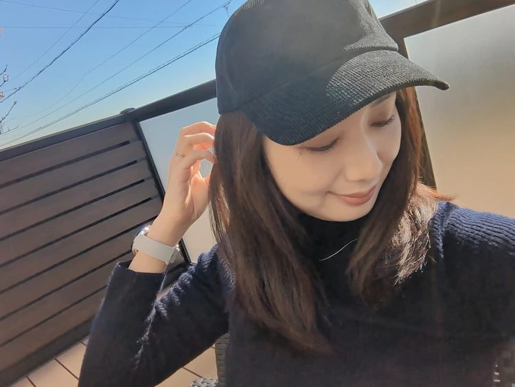 無印良品で購入したキャップ着用画像