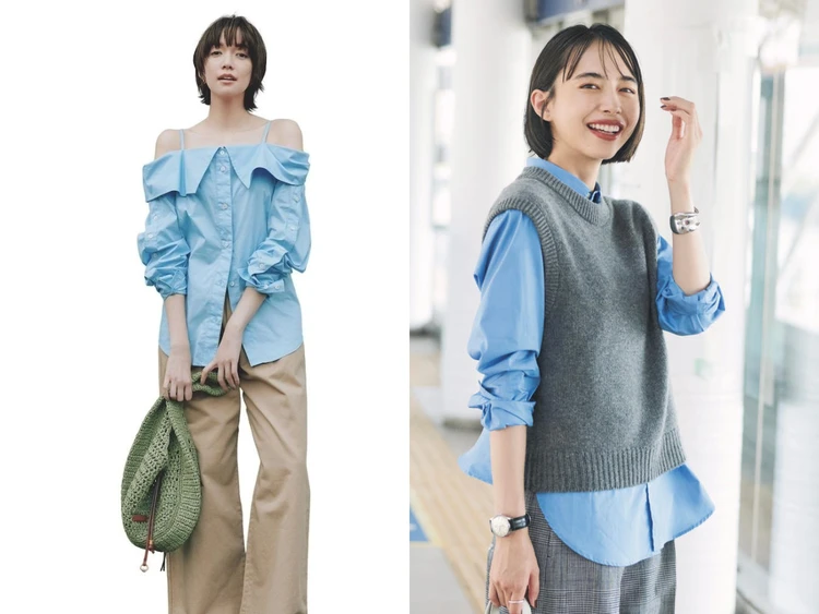【2026年】大人女子 「ブルーシャツ」コーデ21選。知的で爽やかな“青“が夏の着こなしにマッチする。