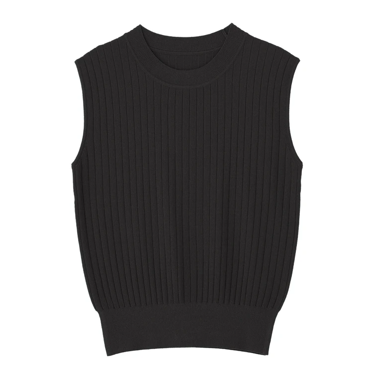 イェッカ ヴェッカ　【マシンウォッシャブル】ノースリーブリブニット　ブラック