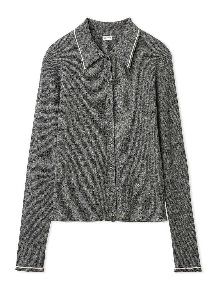 ミラ オーウェン　ポロ衿リブニットカーディガン　MIX（ミックス）