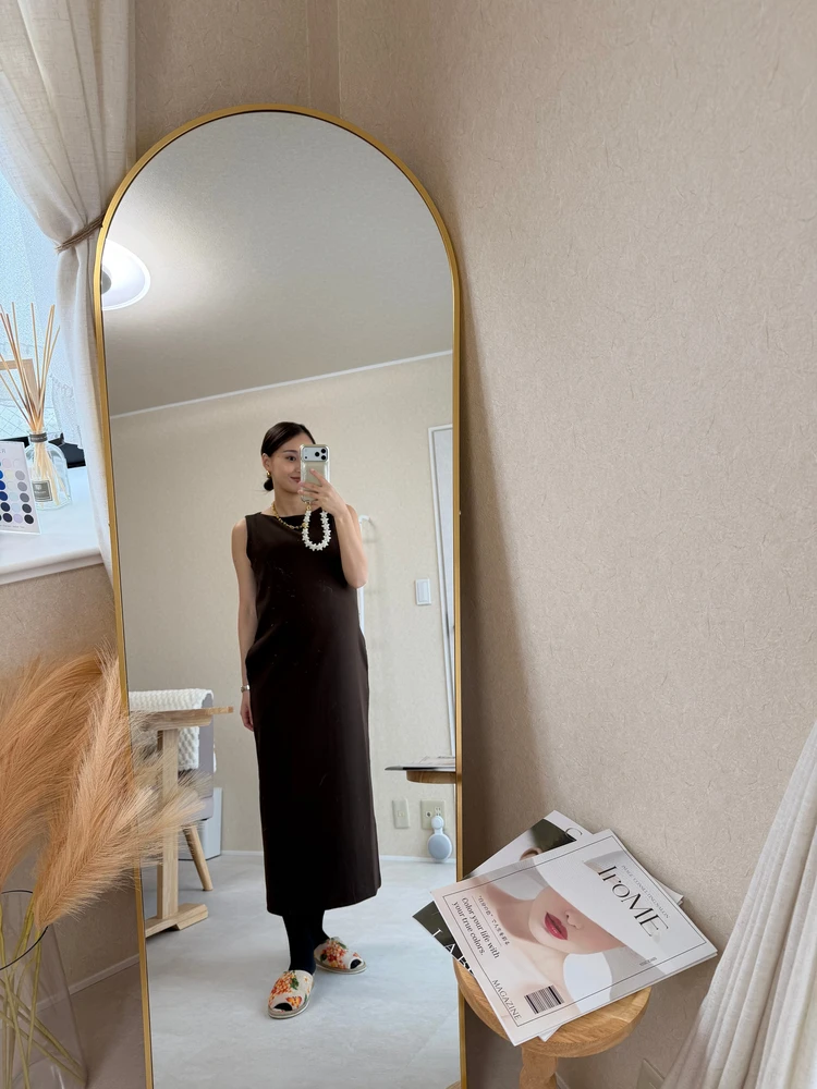 【UNIQLO】クレープジャージーワンピース着用/骨格ストレート