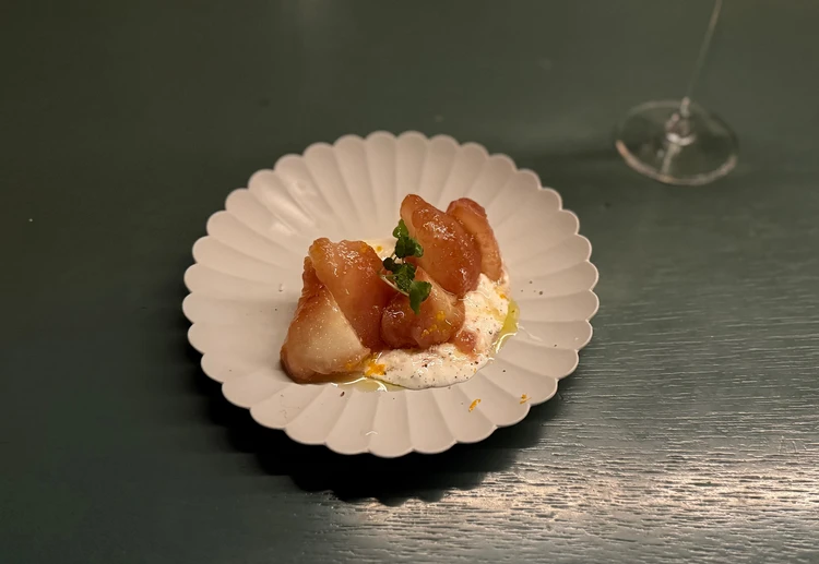 ブラッターチーズとラフランスのコンポート