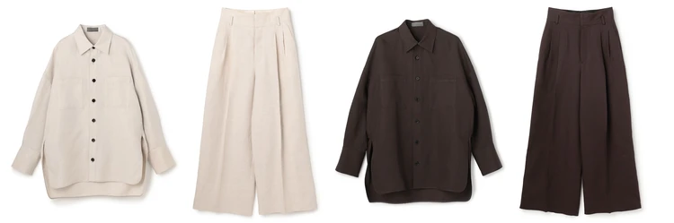 アンクレイヴ　リヨセルライトリネン BIGシャツ＆リヨセルライトリネン ワイド トラウザー　カラバリ