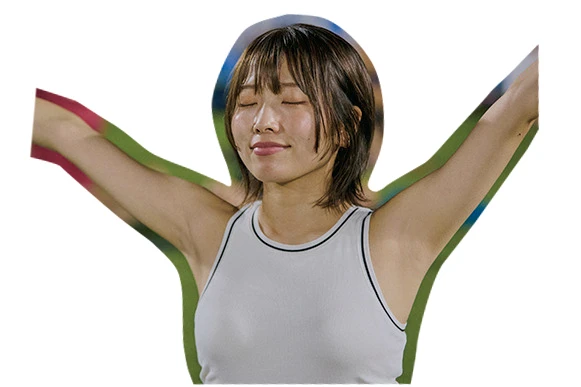 姿勢と呼吸を整えたら 気分がすっきり♪ (岡田さん)