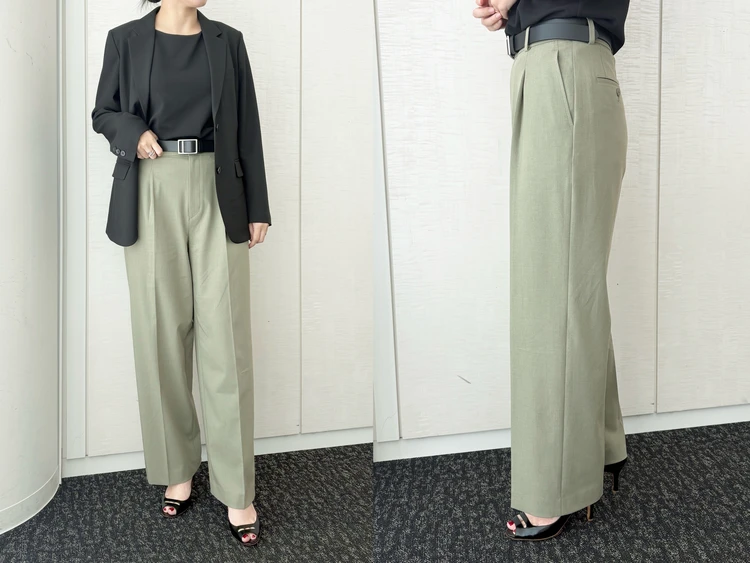 【UNIQLO(ユニクロ)】話題の「タックワイドパンツ」の新色をライターが試着レビュー!きちんと見えとラクを両立 #BAILA読む試着室