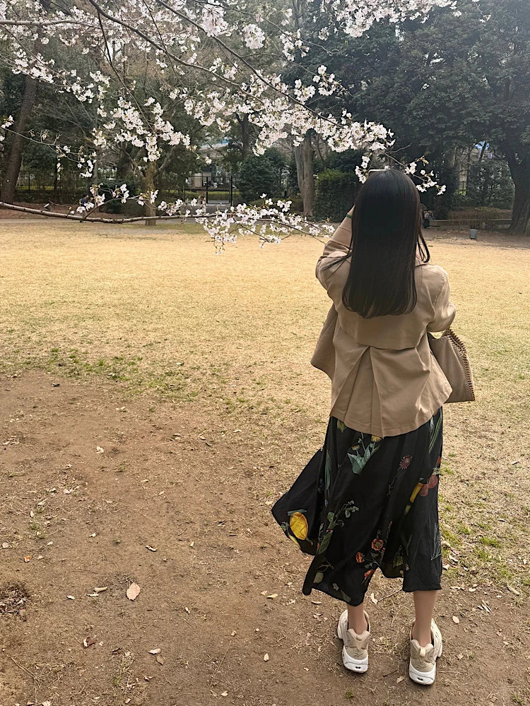 【お花見コーデ】CABaNのカーデ×ボタニカルスカート_2
