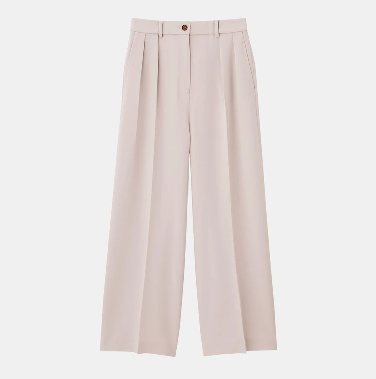 プラステ　トリアセブレンド2タックワイドパンツ　ライトベージュ