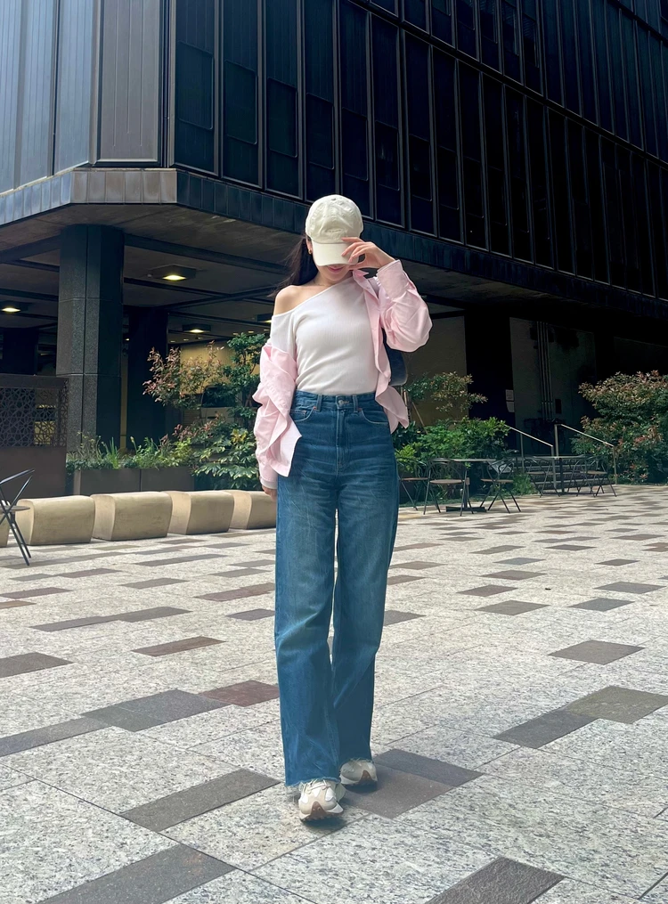 anuans(アニュアンス)スタンダードシャツ🌸ピンクシャツを使った春コーデ_2