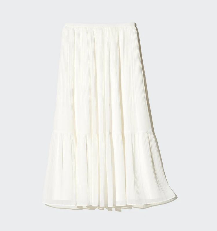 ユニクロシフォンプリーツスカート商品画像 ホワイト