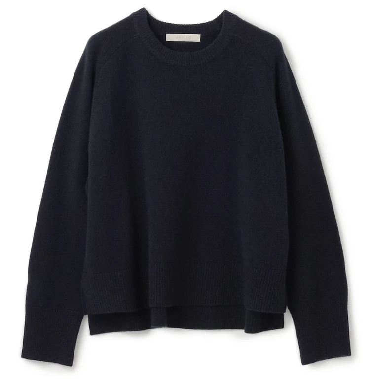 アンフィーロ　【洗える】カシミヤブレンド クルーネックニット　ネイビー