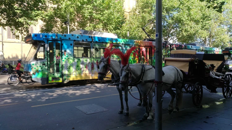 メルボルン　馬車　電車