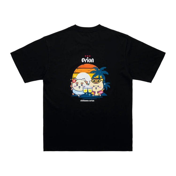 ちいかわ×オリオンビール シーサーのおみやげやさん Tシャツ ブラック_カンパ～イ裏