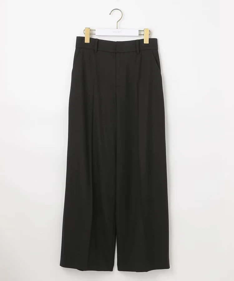 エニィ スィス ビューティサーモ2WAYストレッチ ワイドパンツ ブラック