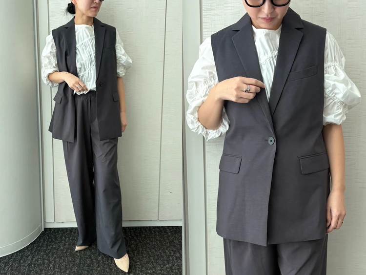 【UNIQLO（ユニクロ）】新作の「テーラードジレ」をライターが試着レビュー！通年使えるキレイめアイテム#BAILA読む試着室