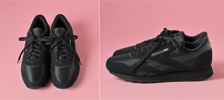 上品見え＆やわらかな履き心地。「リーボック」の「クラシックナイロン」【きれいめ服に似合う黒スニーカー】