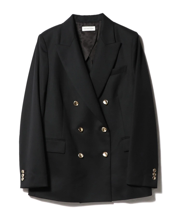 エストネーション ドスキン メタルダブルジャケット ネイビー