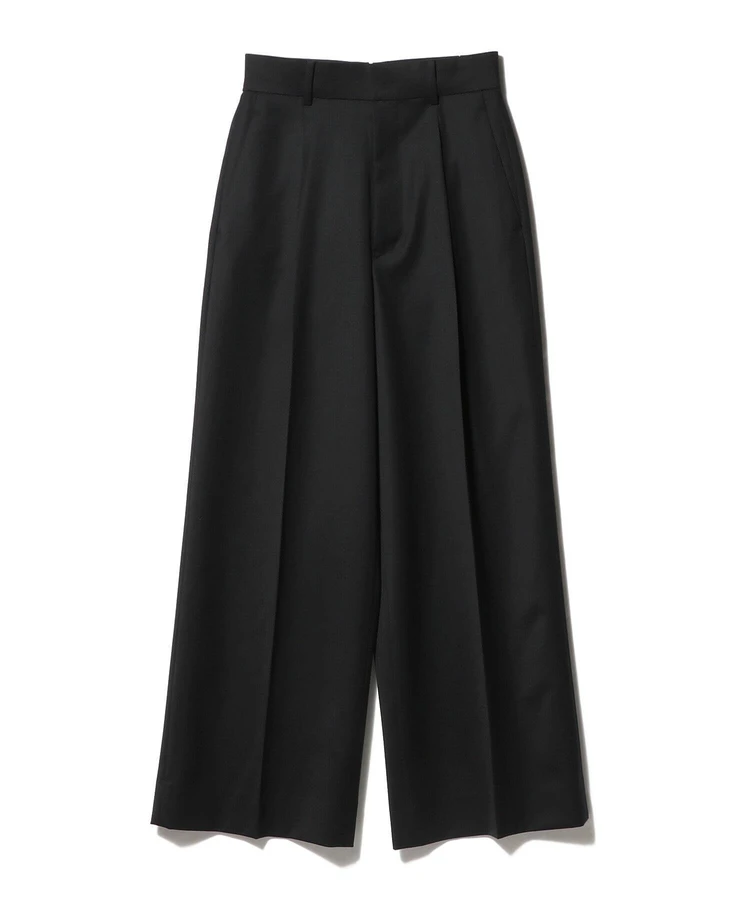 エストネーション ドスキン ワンタックパンツ ネイビー