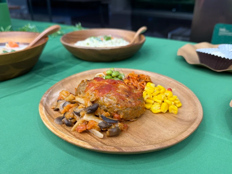 noshのハンバーグをお皿に盛った様子
