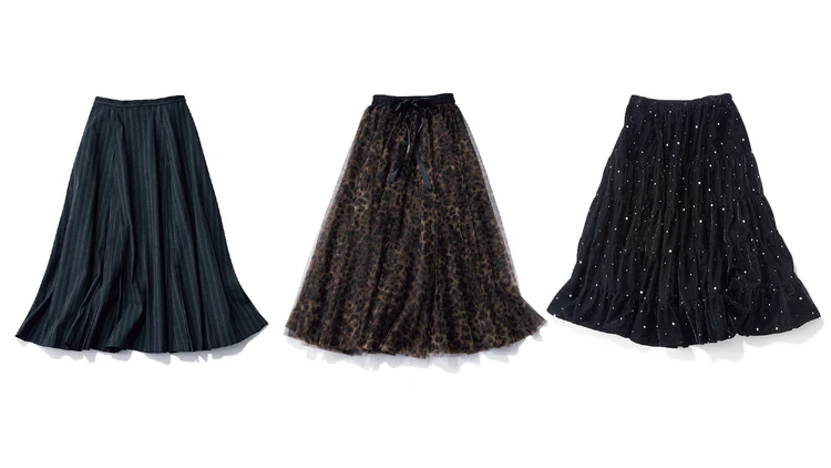 【ふわスカート4選】定番ぴたニットが垢抜ける! シックに映えるモノトーンベースのスカート