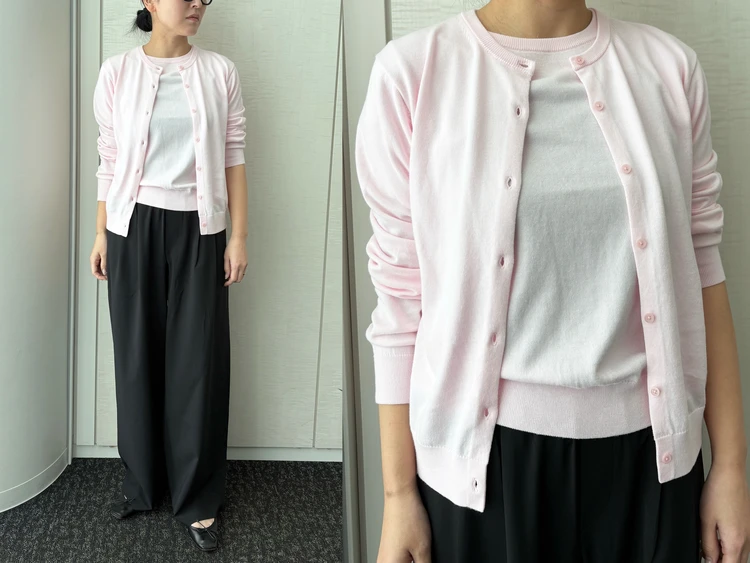 【UNIQLO（ユニクロ）】新作の「UVカットクルーネックカーディガン」をライターが試着レビュー！通年使える紫外線対策アイテム#BAILA読む試着室