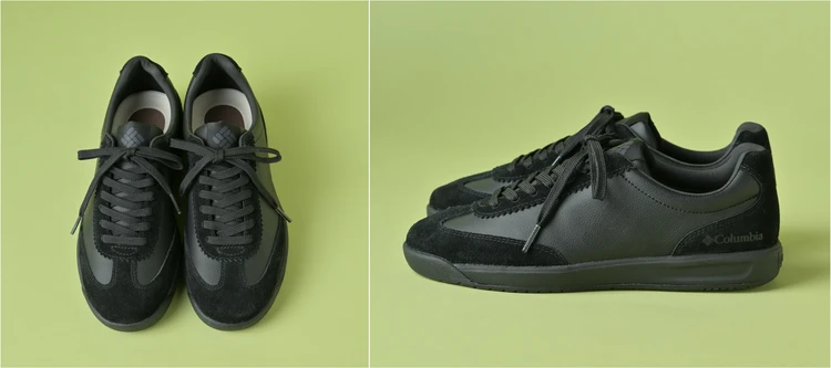雨の日もおしゃれに。「コロンビア」の防水スニーカーはレザー×スウェードで上品見え【きれいめ服に似合う黒スニーカー】