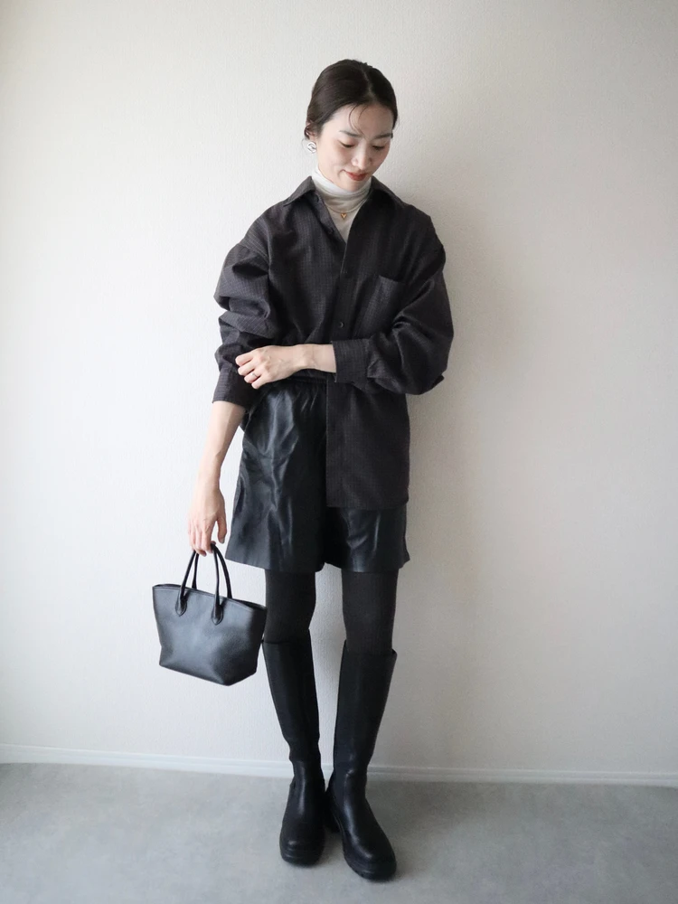 オリエンタルトラフィック　Oriental Traffic　黒　ブーツ　ロング　厚底　サイドゴア　ユニクロ　MIX　1月　コーデ