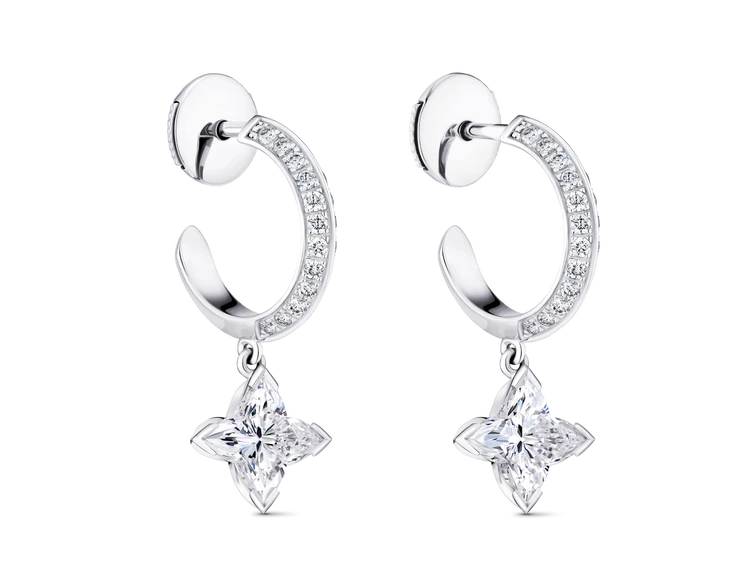 LV ダイヤモンド フープピアス(ホワイトゴールド×LV モノグラムスターカットダイヤモンド×ダイヤモンド)¥8349000~