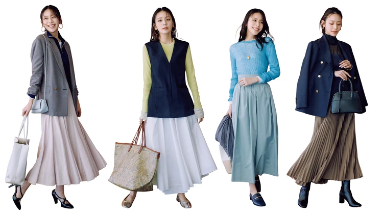 華やかだけど派手すぎない【働く毎日の相棒「足首フレアスカート」4選】ハイク、ルーニィなど信頼ブランドから厳選