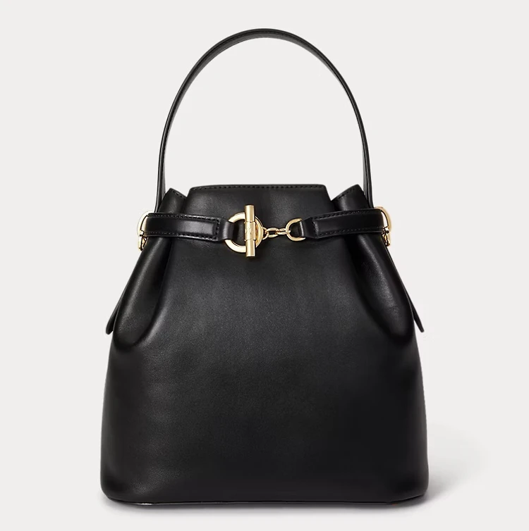 ローレン ラルフローレン　レザー ミディアム Blaike バケット バッグ　ブラック