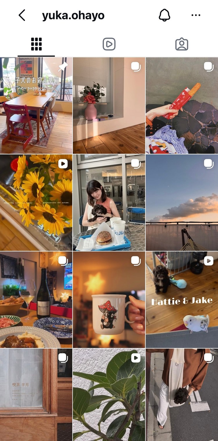 Instagramのアカウントホーム画面