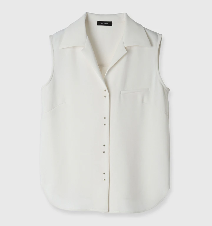 アニュアンス ダブルサテンオープンカラーブラウス ECRU