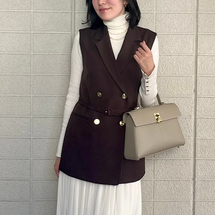 レイヤードが楽しい！ジレを使った冬のブラウンコーデ#ファッション部_3