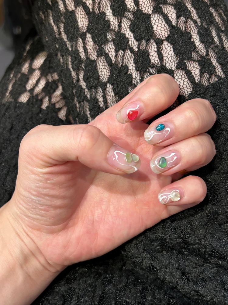 シェル×クリア こなれネイル ネイル写真 ニュアンス