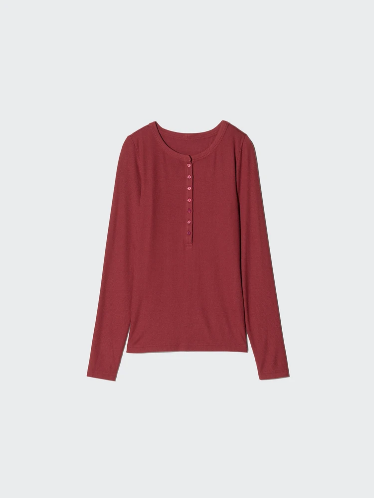 極暖ヒートテックカシミヤブレンドリブヘンリーネックT¥3990(プリンセス タム・タム)